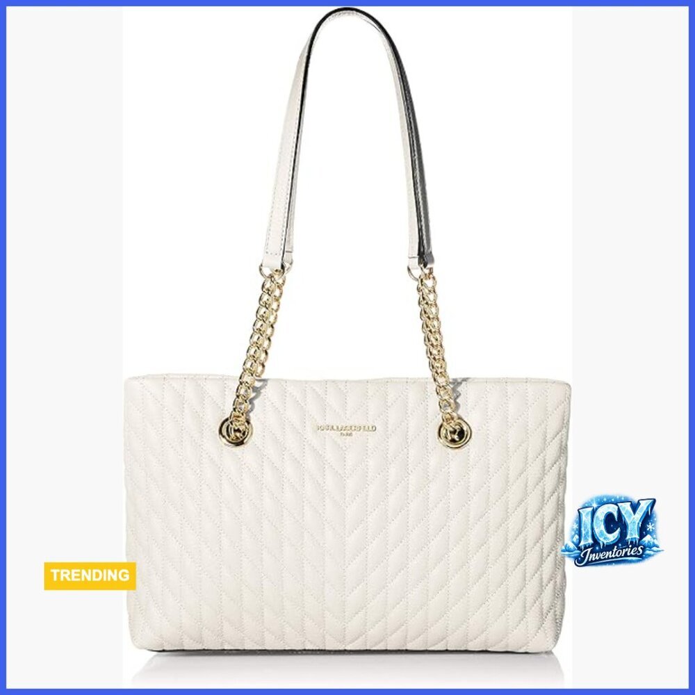 Luxurious Quilted Leather Tote Bag with Chain Details